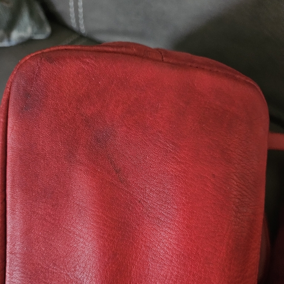 Fossil Tooled Red Leather Satchel Tote Bag - Picture 12 of 12